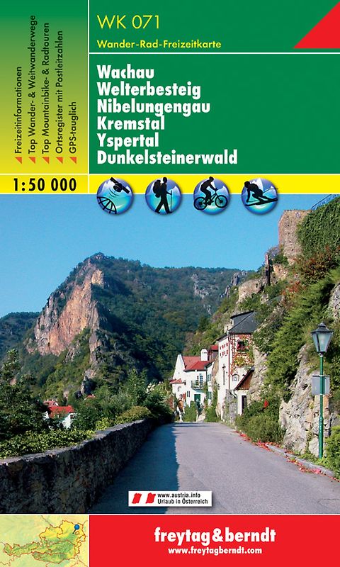 WK 071 Wachau - Welterbesteig - Nibelungengau - Kremstal - Yspertal - Dunkelsteinerwald, Wanderkarte 1:50.000