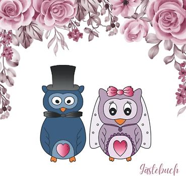 Gästebuch: Eulen Gästebuch Hochzeit, blanko, quadratisch