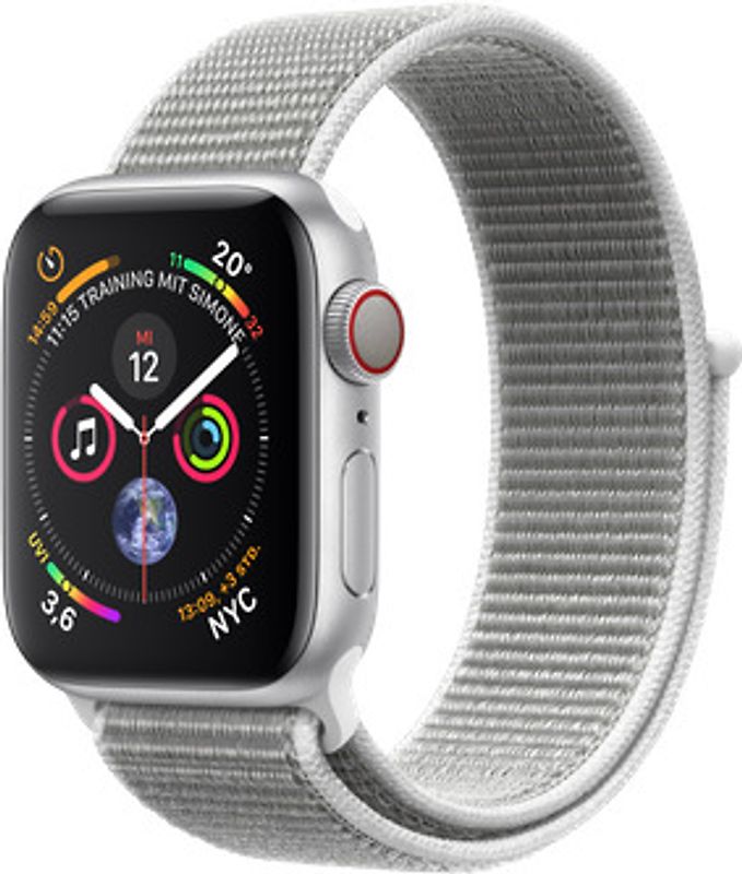 Apple Watch Series 4 40 mm boîtier en aluminium argent avec Boucle Sport coquillage [Wifi+ Cellular]