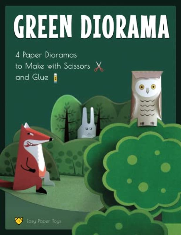 Green Diorama. 4 Paper Dioramas to Make with Scissors and Glue: Paper Crafts for Kids. Paper Animals in the Forest and in the Jungle