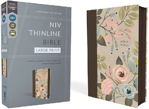 Niv, Thinline Bible, Large Print, Leathersoft, Floral, Zippered, Red Letter, Comfort Print