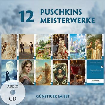 12 Puschkins Meisterwerke (12 Bücher + Audio-CDs) - Frank-Lesemethode - Kommentierte zweisprachige Ausgabe Russisch-Deutsch