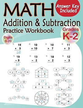Math Addition And Subtraction Practice Workbook Grades-2: Add and Subtract + 101 Pages Timed Tests For Kids Ages 5-8, Math Drills, Digits 0-20, Daily ... Problems And Facts, KS2 Years 1 & 2