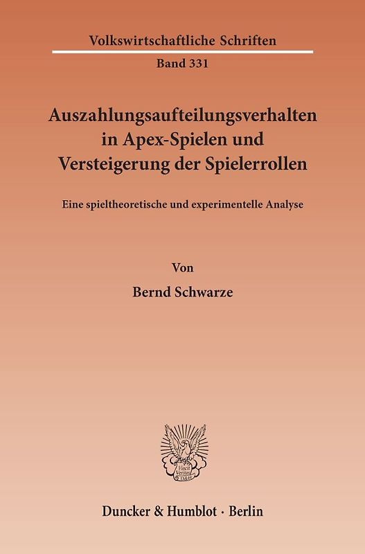 Auszahlungsaufteilungsverhalten in Apex-Spielen und Versteigerung der Spielerrollen.