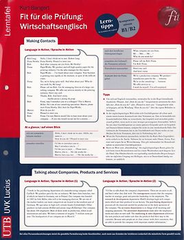 Fit für die Prüfung: Wirtschaftsenglisch. Lerntafel