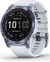 Garmin Fenix 7 47 mm bleu avec bracelet en silicone blanc [Wi-Fi, Sapphire Solar Edition]