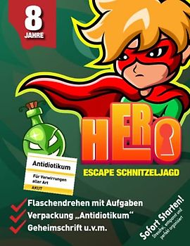 Escape Schnitzeljagd Superheld Kindergeburtstag ab 8 Jahren: Superhelden aufgepasst! In Morsecity ist eine sehr starke Superkraft gemeinsam mit einem Schatz versteckt! (Bravo Schatzsuche)