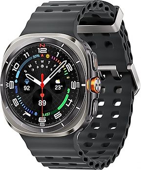 Samsung Galaxy Watch Ultra 47 mm Boîtier en titane couleur argent titane avec bracelet Sport Extrême gris [Wi-Fi + Cellulaire]