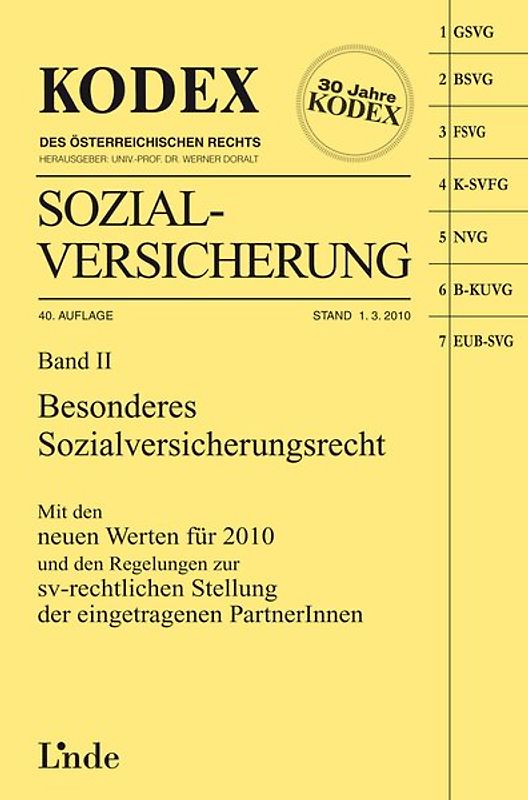 KODEX Sozialversicherung, Band II, 2010