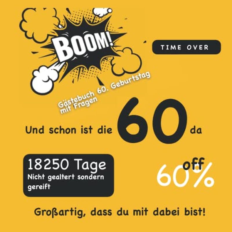 Gästebuch 60. Geburtstag / Geschenk 60. Geburtstag / Deko / Buch für Glückwünsche / Mann und Frau /