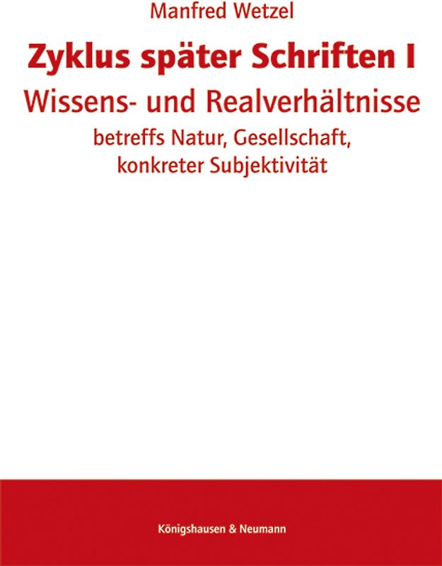 Zyklus später Schriften I