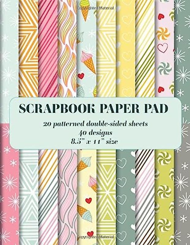Scrapbook Paper Pad: 20 patterned double sided sheets. 8.5" x 11" (Decorative Craft Paper)