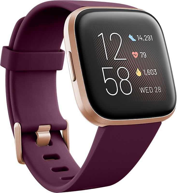 FitBit Versa 2 40 mm aluminium cuivre rosé et bracelet silicone bordeaux [Wi-Fi]