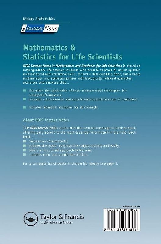 BIOS Instant Notes in Mathematics and Statistics for Life Scientists