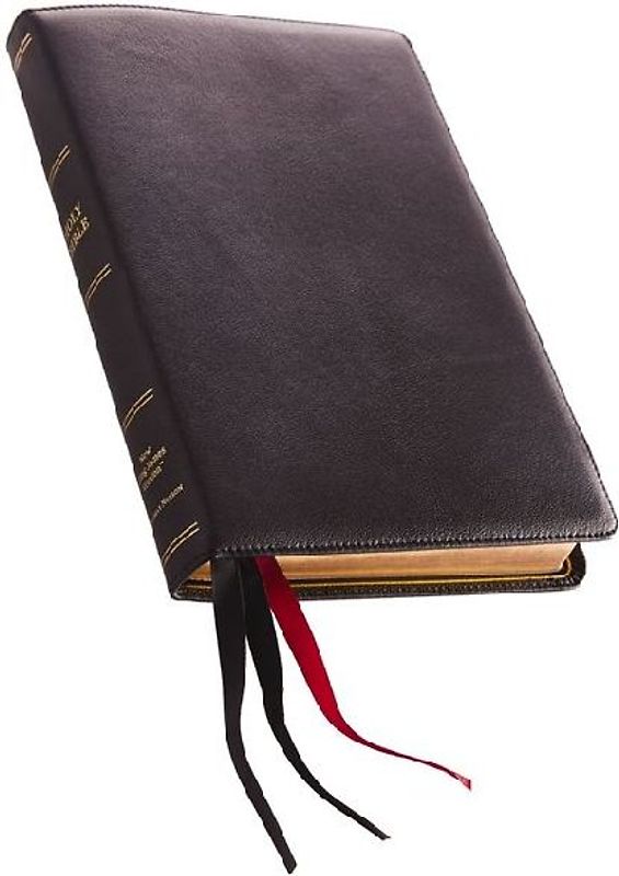 NKJV, Thinline Reference Bible, Large Print, Premium Leather, Black, Sterling Edition, Comfort Print