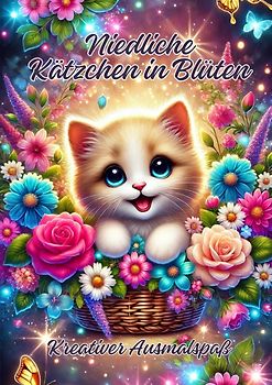 Niedliche Kätzchen in Blüten