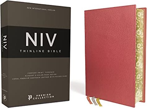 Niv, Thinline Bible, Premium Goatskin Leather, Coral, Premier Collection, Black Letter, Gauffered Edges, Comfort Print
