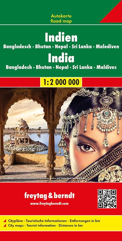 Indien - Bangladesch • Bhutan • Nepal Sri Lanka • Malediven, Autokarte 1:2.000.000