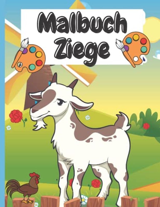 Malbuch Ziege: Bergziege Malbuch für Kinder Geschenke für Kinder 4-8 Jahre alt, Entspannung für Jungen oder Mädchen. Geburtstags-Malbuch mit Krokodil und Alligator und Anti-Stress-Liebhaber