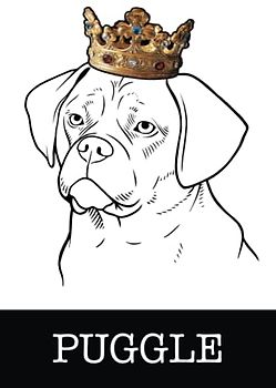 Puggle: Puggle King/Queen Wearing Crown Notebook Journal