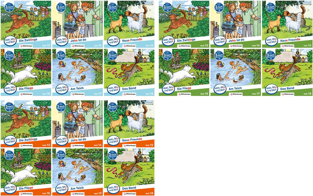 Paket – Mats, Mila und Molli – Komplettbezug Heft 13–18, Schwierigkeitsstufe A, B, C