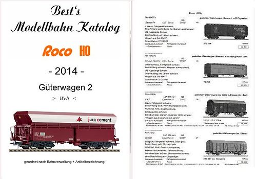 Best`s Modellbahn Katalog Roco H0 Güterwagen 2 (Welt) 2014 bebildert