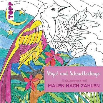 Entspannen mit Malen nach Zahlen - Vögel und Schmetterlinge
