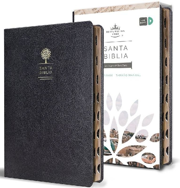 Biblia Reina Valera 1960 Letra Grande. Símil Piel Negro, Índice, Tamaño Manual / Spanish Bible Rvr 1960. Handy Size, Thumb Index, Large Print, Black Leath