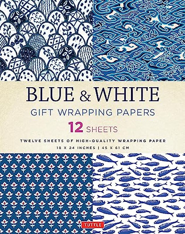 Blue & White Gift Wrapping Papers: 12 Sheets of High-Quality 18 x 24 inch Wrapping Paper: 18 X 24 Inch (45 X 61 CM) Wrapping Paper