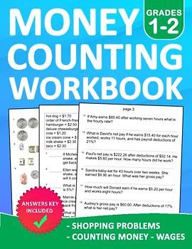 Counting Money Workbooks Grade 1-2 Shopping problems,Counting money, and wages exercises With Answers: Counting Money Practice Book For Kids Ages 6-8 with More 500 Exercises