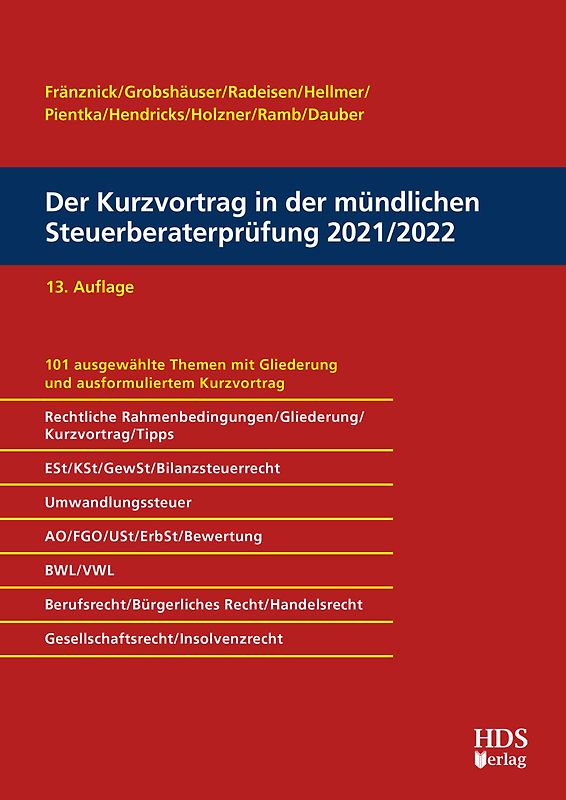 Der Kurzvortrag in der mündlichen Steuerberaterprüfung 2021/2022
