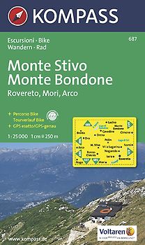 KOMPASS Wanderkarte 687 Monte Stivo - Monte Bondone - Rovereto - Mori - Arco 1:25.000