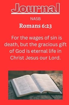 Romans 6:23 Journal with a bright red background