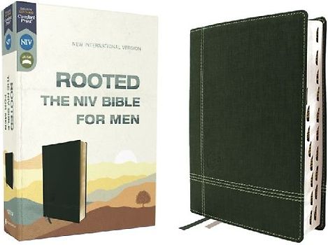 Rooted: The NIV Bible for Men, Leathersoft, Green, Thumb Indexed, Comfort Print