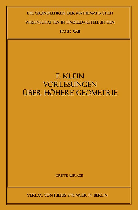 Vorlesungen über Höhere Geometrie