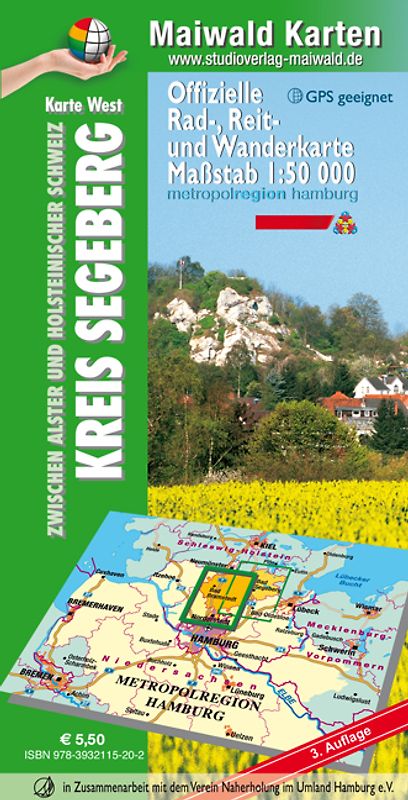 Segeberg - Karte West = Offizielle Rad-, Reit- u. Wanderkarte - Kreis Segeberg - zwischen Alster und Holsteinischer Schweiz