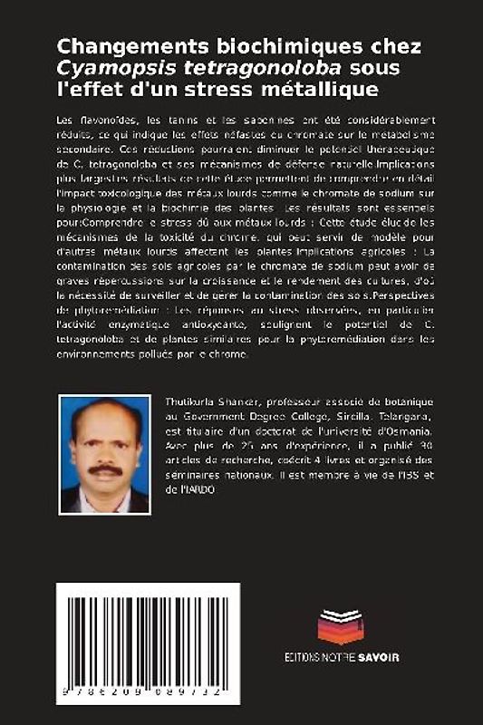 Changements biochimiques chez Cyamopsis tetragonoloba sous l'effet d'un stress métallique