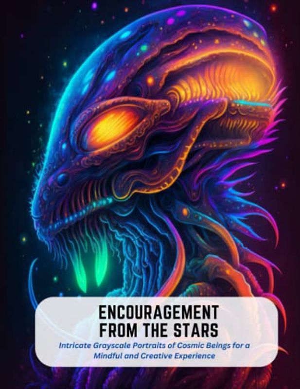 Encouragement from the Stars: Intricate Grayscale Portraits of Cosmic Beings for a Mindful and Creative Experience