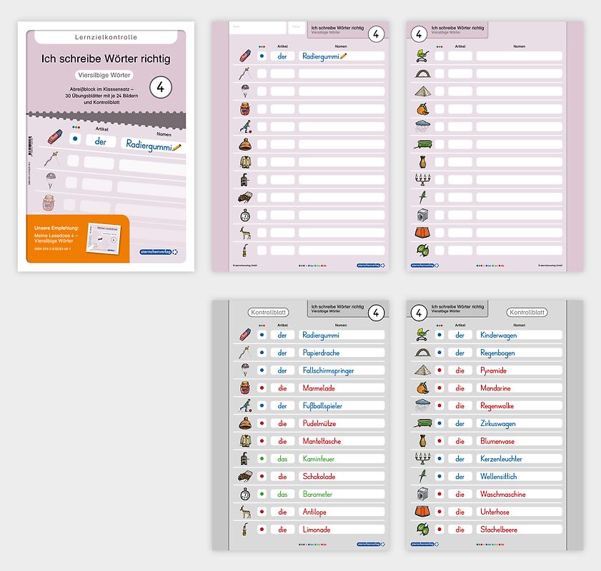Ich schreibe Wörter richtig - Abreißblock 4 - Lernzielkontrolle - Viersilbige Wörter