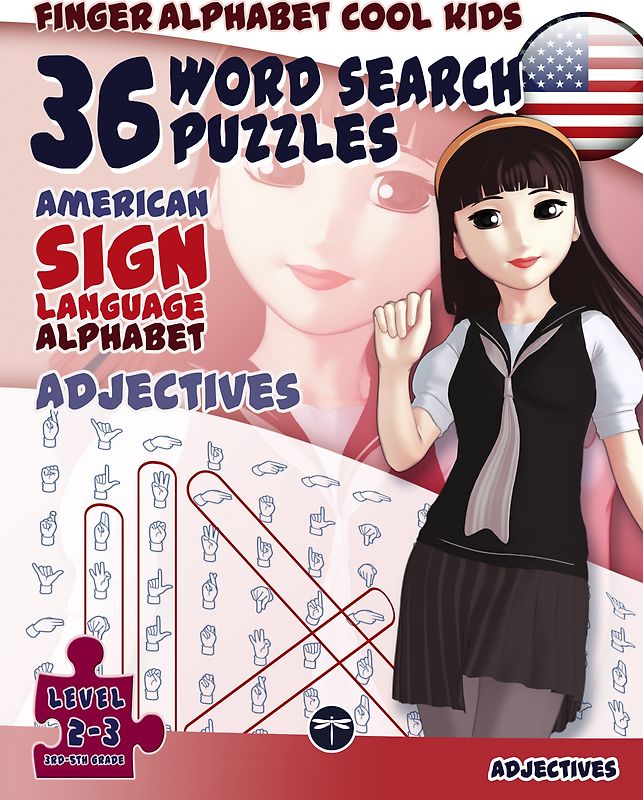 36 Word Search Puzzles - American Sign Language Alphabet: Adjectives
