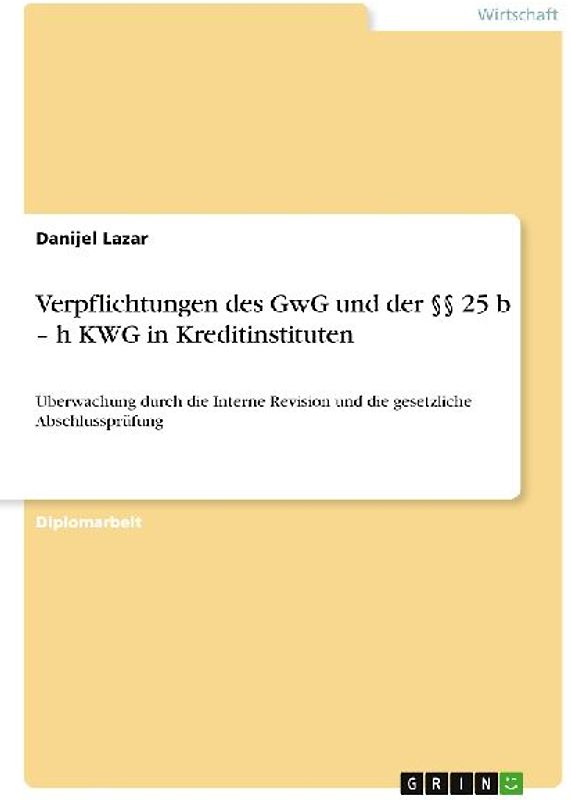 Verpflichtungen des GwG und der §§ 25 b - h KWG in Kreditinstituten