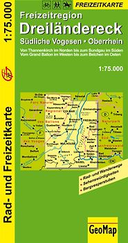 Dreiländereck, Südliche Vogesen, Oberrhein Rad- und Freizeitkarte
