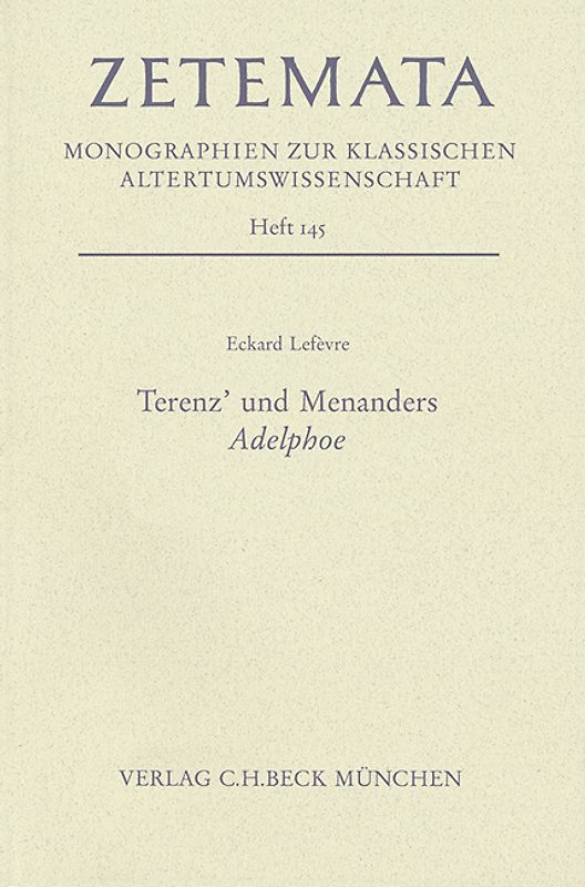 Terenz' und Menanders Adelphoe