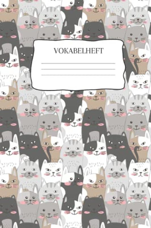 Vokabelheft: Vokabelheft Katzen, 60 Seiten mit je 2 Spalten, A5
