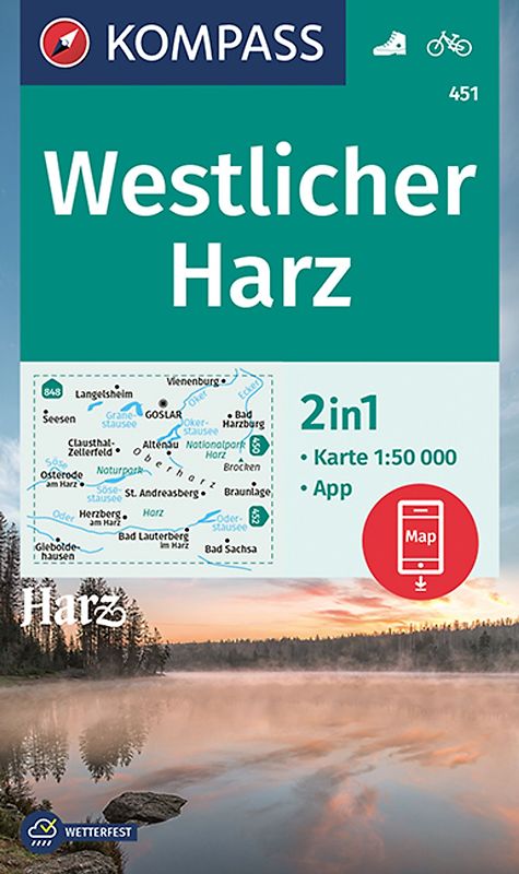 KOMPASS Wanderkarte 451 Westlicher Harz 1:50.000