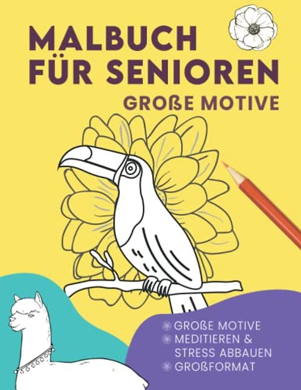 MALBUCH FÜR SENIOREN GROßE MOTIVE. Ausmalbuch für Menschen mit Alzheimer und Demenz: Erwachsene, Demenz, Geschenke und Beschäftigung Für senioren. ... und Gedächtnistraining. Malbuch für Oma Opa