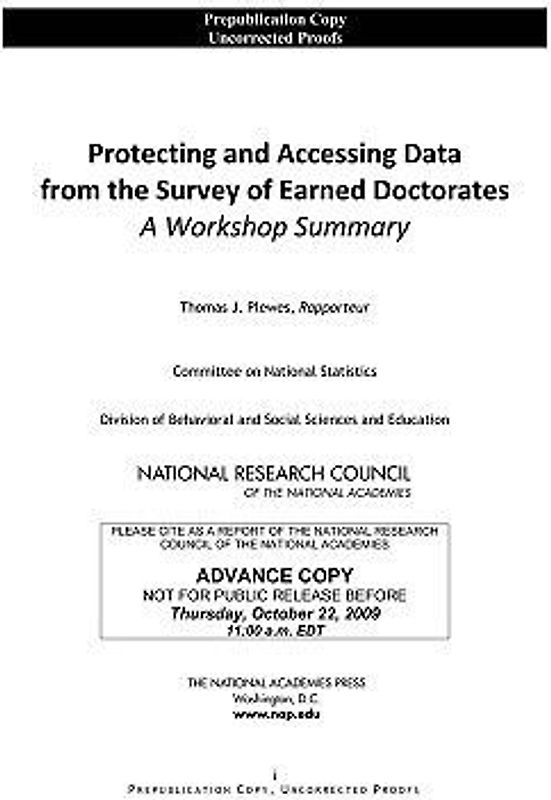 Protecting and Accessing Data from the Survey of Earned Doctorates