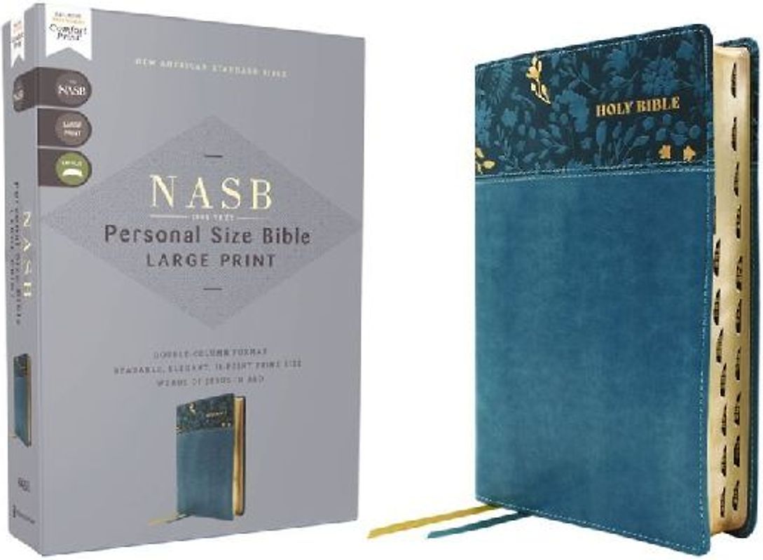 Nasb, Personal Size Bible, Large Print, Leathersoft, Teal, Red Letter, 1995 Text, Thumb Indexed, Comfort Print