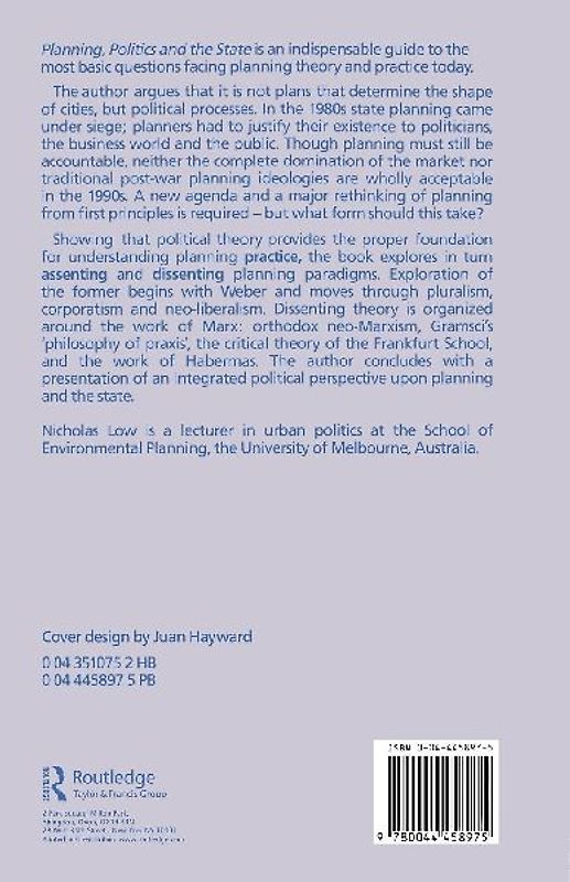 Planning, Politics and the State