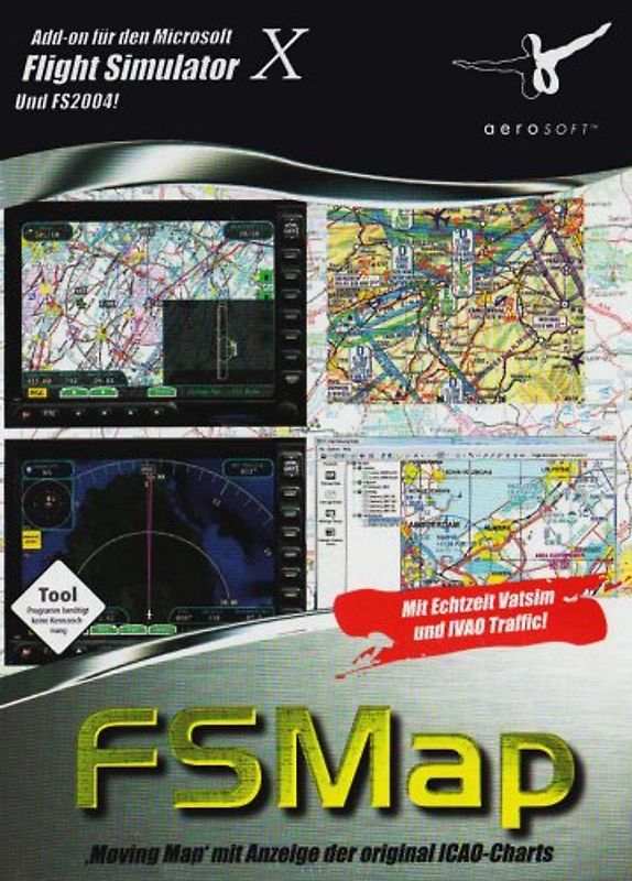 Microsoft Flight Simulator X/2004: FSMap - 'Moving Map' mit Anzeige der original ICAO-Charts [AddOn] PC Spiele
